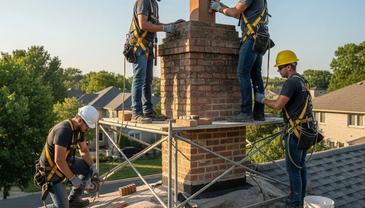 Philadelphia, PA chimney repair by FX Remodeling & Exteriors for cracked brick and mortar leak repair